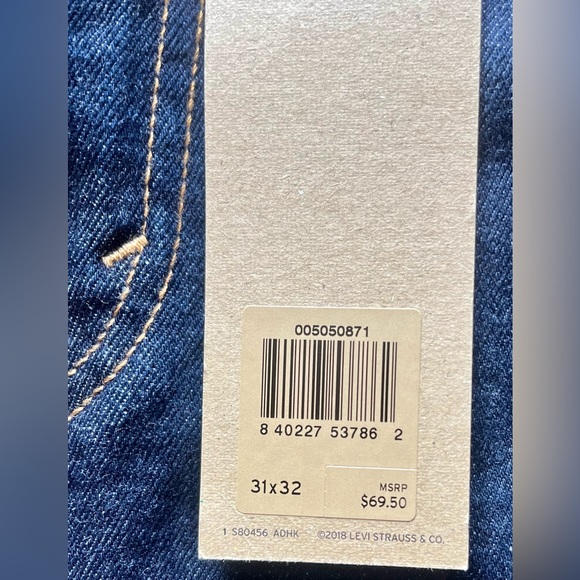 Levi’s 505 NWT 31W X 30L Dk Wash Jean Straight Leg Zip Fly Classic 5 Pocket - Picture 9 of 10